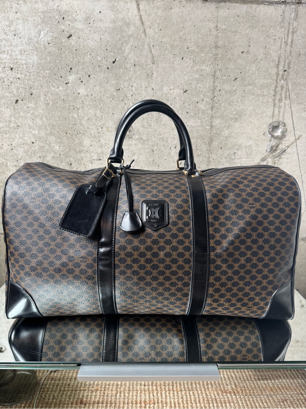 Vintage Celine Macadam Travel Duffle Bag with padlock, tag, key (and clochette).